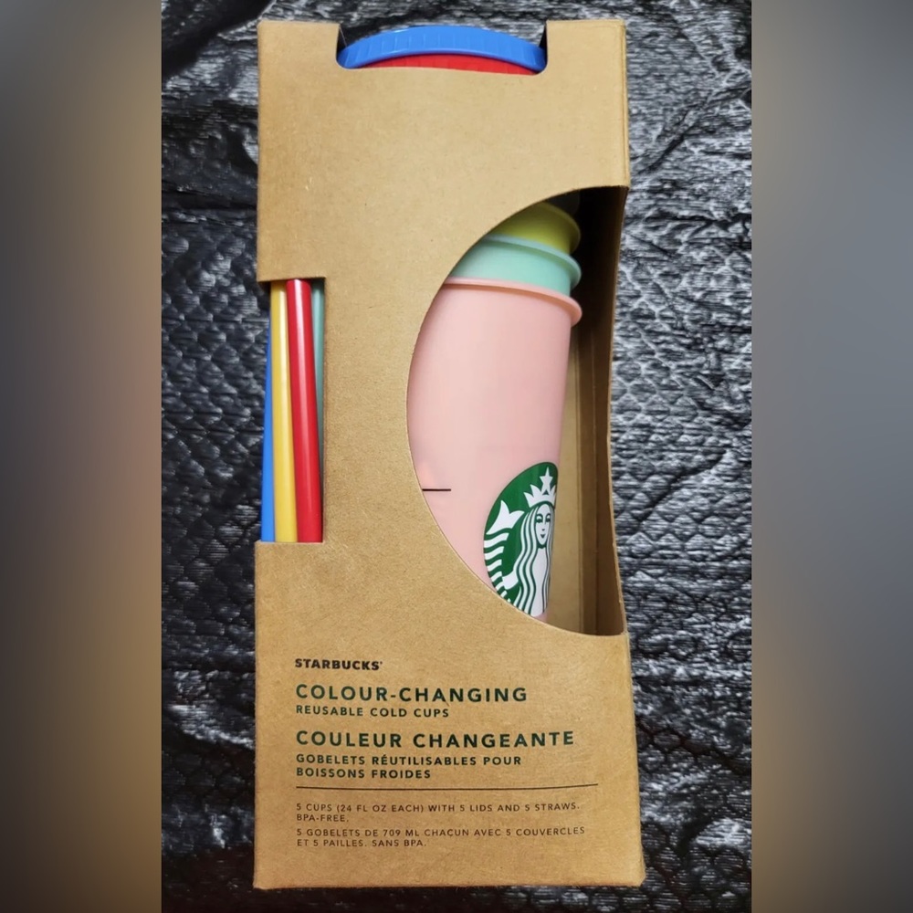 2019 Starbucks Color Changing Cold Reusable Tumbler, 5 24 Fl Ounce Cups *NEW*